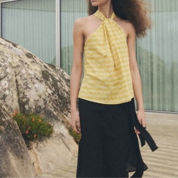 Yellow Halter Neck Women Top - Picture 6 of 6